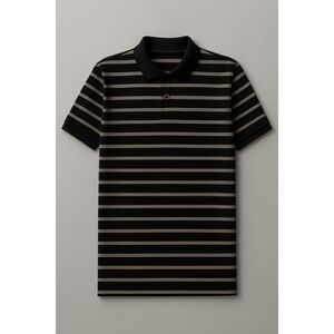 NIKE Dri-Fit Tiger Woods Polo Shirt Men's‎ XL Black Stripe Golf Athletic Casual